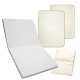 un doudou ベビー 適度な硬さ の 敷き布団 グレー + オーガニック3点 （シーツ ＆ 防水シーツ ＆ 防水敷パッド） 4点 セット 60×90cm 厚み5cm 体が沈み込まない 固綿敷布団 2つ折タイプ 無地 10-18GY-5511-5610-5615 C-140