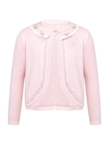 Hularka Kida Girls Lace Bolero Shrugs Long Sleeve Knit Cardigan Tops Wedding Flower Girls Dress Cover Up
