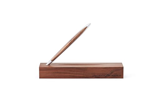 Pininfarina Cambiano Classic Ethergraf Negro B| Instrumento de Escritura | Italia | Cuerpo en Aluminio Negro con Detalles y Base en Pura Madera de Nogal | Regalo Decorativo
