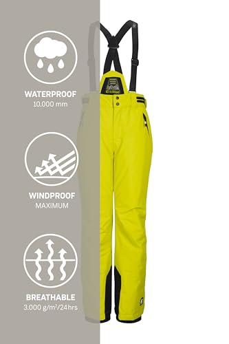killtec Jungen Skihose/Funktionshose mit abnehmbarem Latz, Kantenschutz und Schneefang KSW 214 BYS SKI PNTS, Lime, 164, 43651-000
