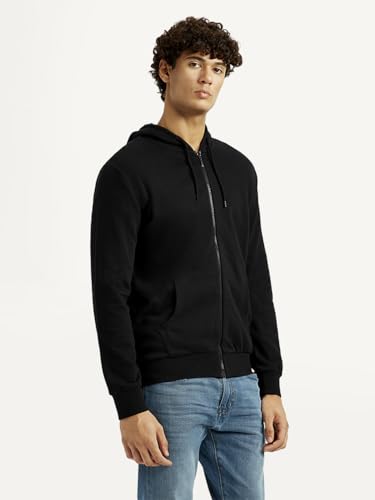 Image of Levi's Men's Solid Black Hooded Sweatshirt
