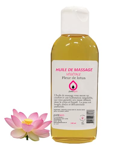 Purespa - Óleo de massagem vegetal aromático flor de lótus, 100 ml, 100% massagem natural relaxante e exótico