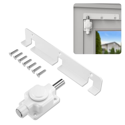 Securityman Sliding Door Lock | Sliding Glass Door Lock for Child Safety, Pet, Patio, & Adjustable Ventilation with Button Actuation, Metal Shaft
