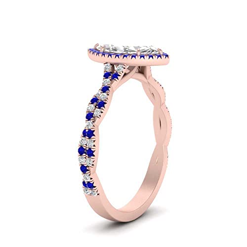 Anillo de Compromiso de Halo Marquesa en Oro Rosa que Estiliza la Mano 3
