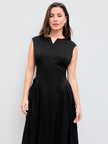 CIDER Maxi Dress for Women Sleeveless High Waist Solid Pleated V Neck Vacation Elegant Party Evening Dresses3