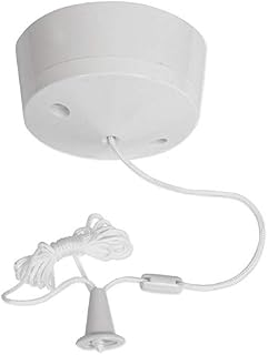Ceiling Pull Light Switch with 1.5m Cord, White Plastic Bathroom/Toilet Fan Flourescent Light Bulb Control