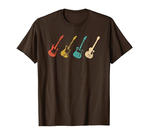 Image of Vintage Electric Guitars T-Shirt Men Women Kids Distressed T-Shirt, Men, Brown, Small