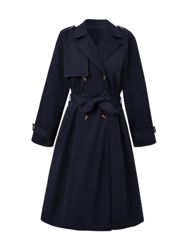 Image of Girl Long Trench Coat Double Breasted Windproof Jacket With Belt Size 8-13Y