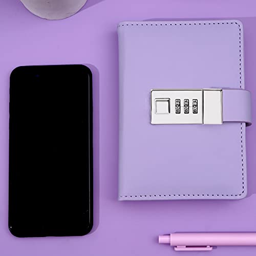 Cagie Journal With Lock Personal Secret Diary Mini Locking Diary For Girls Adults Women Lock Journal Combination Locked Writing Travel Notebook Macaron Purple #TOP1