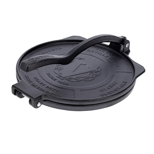 Victoria Tortilla Presse für Mexikanische Tortillas, Gusseisen HD Vorgeölt 20 cm, Kolumbianische Pataconera Professionelle, Roti Maker für Tacos, Arepas, Quesadillas, Empanadas, Patacones