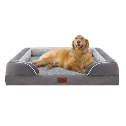 Comfort Expression Waterproof Orthopedic Foam Dog Beds for Extra Large Dogs, XL Dog Bed with Bolster, Washable Dog Bed Sofa Pet Bed with Removable Cover & Non-Slip Bottom(X-large,Grey)