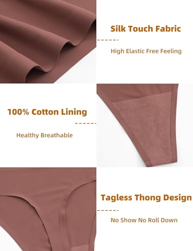 High Waisted Seamless Thongs for Women No Show Thong Breathable Panties Comfortable Underwear 6 Pack3