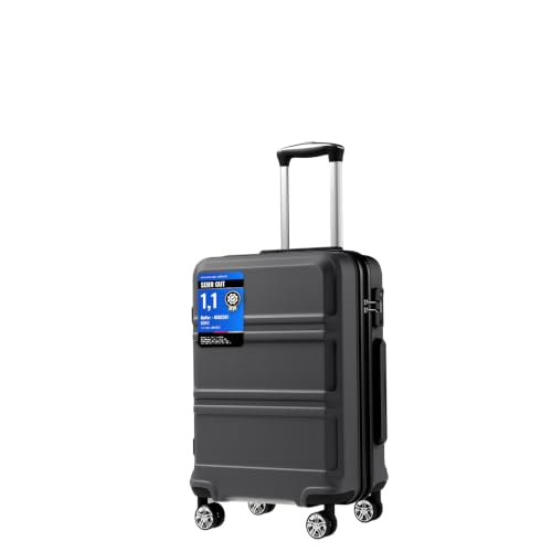 KONO Handgepäck Trolley Koffer Leicht Hartschalenkoffer Reisekoffer mit 4 Rollen und TSA Schloss, 52x38x21cm, 36Liter, Zwillingsrollen Rollkoffer, ABS+PC Hartschale (Grau, M)