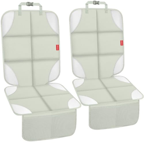Image of Car Seat Protector, Carseat Seat Protectors with Thick Padding and Upgraded Non-Slip Backing, Waterproof Seat Protector Under Baby Car Seat, 600D Fabric Car Seat Covers, 2PCS, Beige Grey