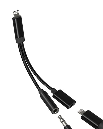 iPhone 14 13 12 Pro Max (2in1) p 3.5mm CgjOA_v^[ Apple Charge Aux Splitter Lightingp wbhtHWbNP[u hO[d LR[hA_v^[ Cz I[