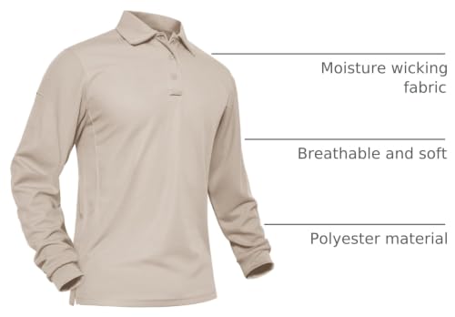 Image of MAGNIVIT Men's Polo Shirts Long Sleeve Quick Dry Performance Shirt Military Tactical Army Combat Polo Shirts