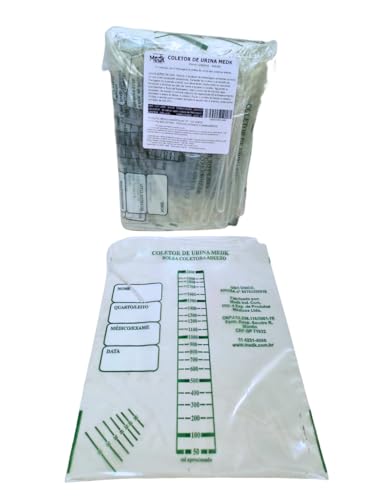 MEDK Bolsa de Drenagem Coletor de Urina Adulto com Barbante, 2000 Ml - Pacote com 100 Unidades - Coletor de Urina Medk