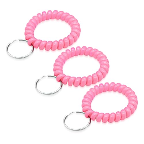 Image of TENOC Spiral Coil Keychain, Anti-lost Key Chain Holder Lanyard Cord for Sauna Outdoor Sports and Gym Pool