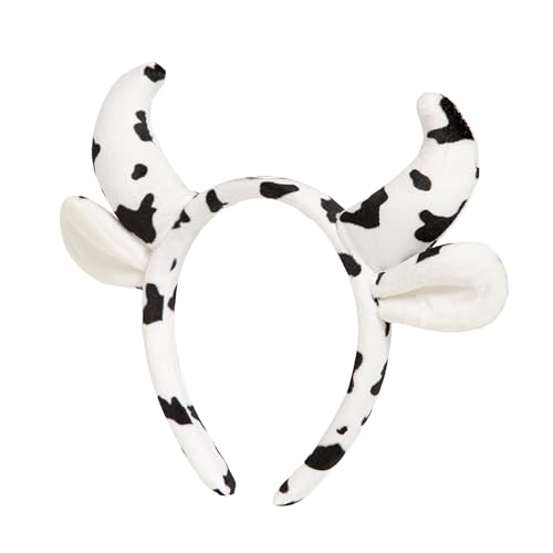 Image of Radhu & Kabby Cow Horn Headband | Soft Plush Cow Print with Cute Ears & Horns | Fun Party, Costume & Festive Accessory for Women & Kids | Comfortable & Lightweight | Pack of 1