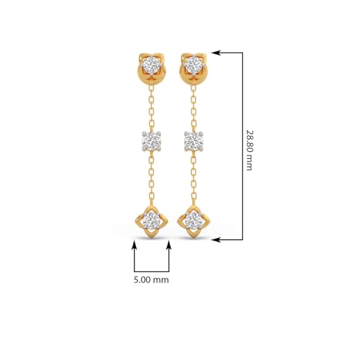 Image of Lab Grown Diamond 14K Yellow Gold Earrings for Women|BIS Hallmark|0.38ct Certified Diamond Set in Prong for Birthday, Anniversary