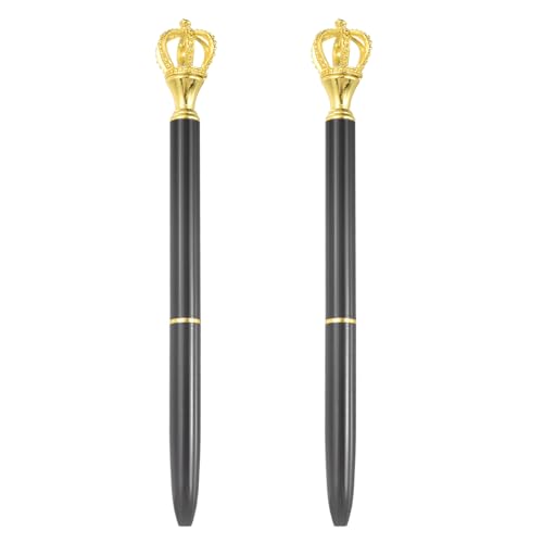PATIKIL Crown Ballpoint Pen, 2Pcs Sparkling Bling Metal Pen with Crown Top