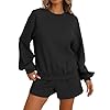 Women’s 2 Piece Lounge Matching Sets Sweat Shorts Sweatshirt Tops Sweatsuit Track Suit Pajama Set Fashion Fall Clothes