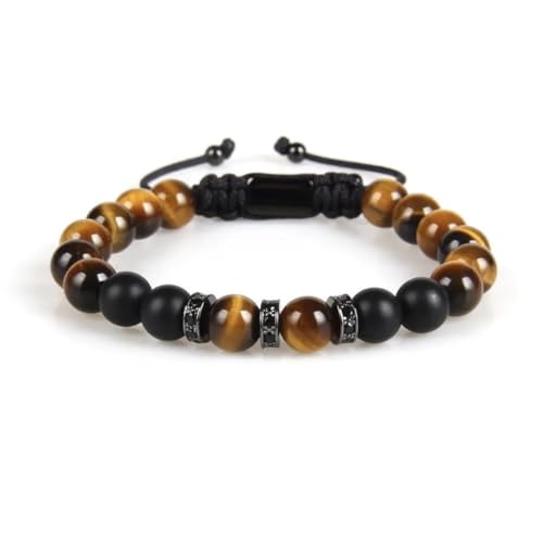 Black Onyx, Tiger Eye & Lapis Lazuli Beads Adjustable Bracelet