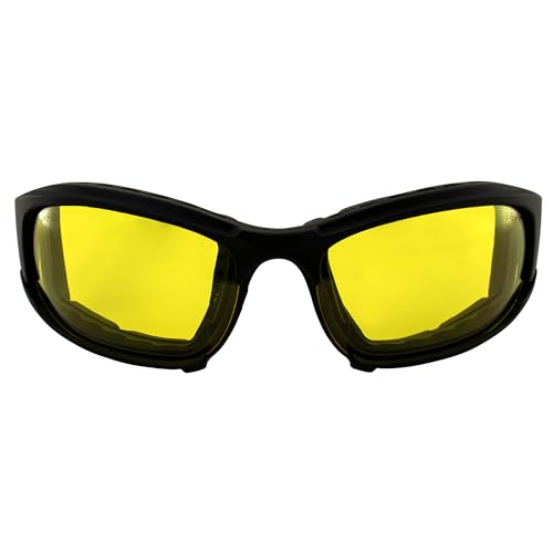 Global Vision Assault Motorcycle Sunglasses Safety Glasses ANSI Z87.1 Convertible to Goggles Black Frame w/Yellow Lens2