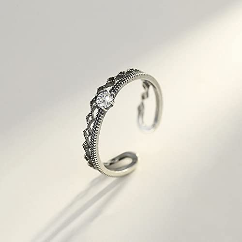 Élégant Anneau Double Couche Pour Femmes - S925 Thai Hollow Diamond Shape Cuff Open Finger Ring, Shiny Analog Diamond Joint Ring, Womens Anniversary Jewellery Gifts, Photo Color – Image 3