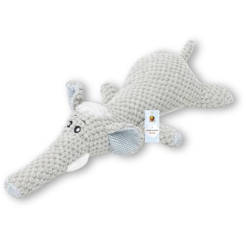 Image of Foodie Puppies Interactive Dog Squeaky Plush Toy (Grey Elephant) | Cotton-Stuffed, Chew Toy for Teething, Cuddling, Playing & Training for Puppies and Small to Medium Dogs