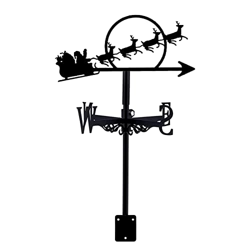 YDHNB Veleta de Metal Decoración Papá Noel Navidad Indicador de dirección del Viento de Acero Inoxidable Regalo Decoraciones para el Aire Libre Roof Garden Veleta Jardín Estaca Cover