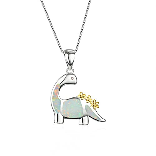 Collier opale bleue et blanche avec pendentif fleur en or pour femme