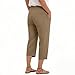 AKTCVVJ Women Capri Pants Loose Fit Linen Capri Pants Casual Straight Leg Capris Summer Vacation Pant with Pockets Brown