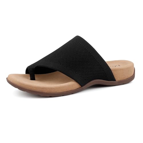 BCSTUDIO Women Comfort Orthopedic Knit Flip Flop Sandals with Arch Support