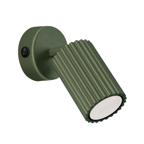 SOLLUX lighting Lampada Da Parete Applique Da Parete In Alluminio 1 Paralume Con Interruttore 8 x 16 x 16 cm Karbon Verde Oliva