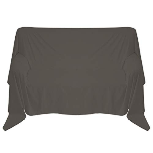 Nurtextil24 Sofaüberwurf in 30 Farben & 4 Größen Überwurf aus 100prozent Baumwolle Anthrazit 150 x 240 cm