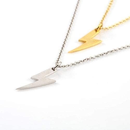 Miniatura 4 de Elegante joyero para mujer, collar de perno de oro macizo en 9k, 14k y 18k, delicado collar de rayo, dije de rayo dorado, regalo de cumpleaños