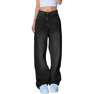 EMMIOL Woman Wide Leg Jeans Baggy High Waisted Fashion Y2k Cute Trendy Distressed