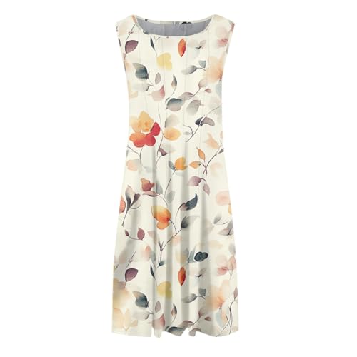 Summer Sundresses for Women Off The Shoulder Sleeveless Midi Dress Casual Elegant Ruched Flowy Floral Tank Dress3