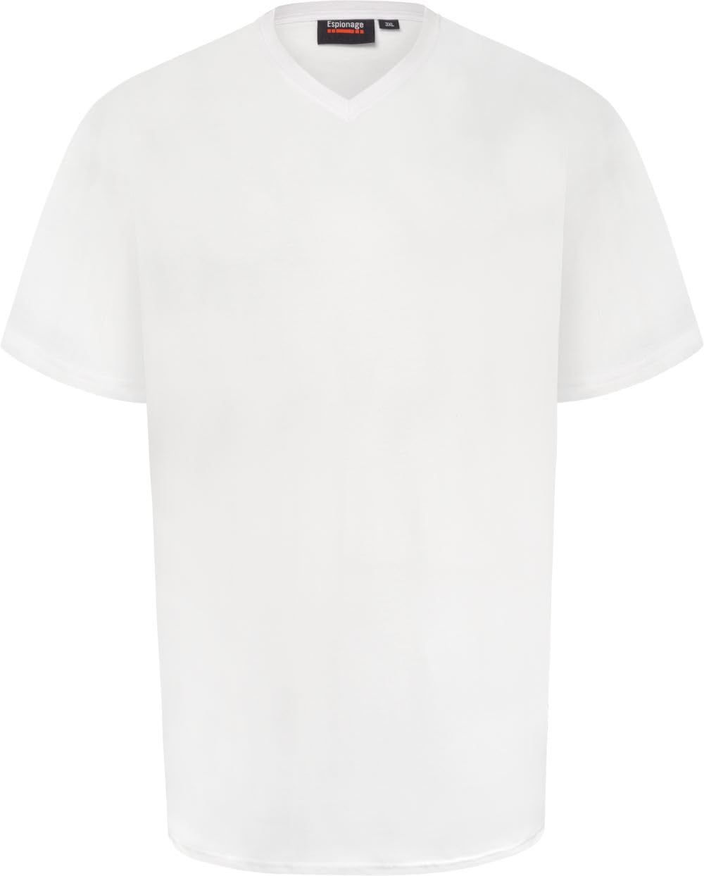 Espionage Mens Short Sleeve Essential V-Neck T-Shirt - White - 3XL