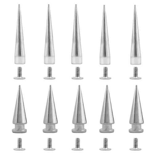 GORGECRAFT 1 Box 40MM 20MM Spike Studs Cone Spikes Large Screwback Studs Silver Cone Punk Leather Rivets 30 Sets Long Tree Spikes Screw on Metal Rivet for Clothing Rock Style DIY Crafts Shoes
