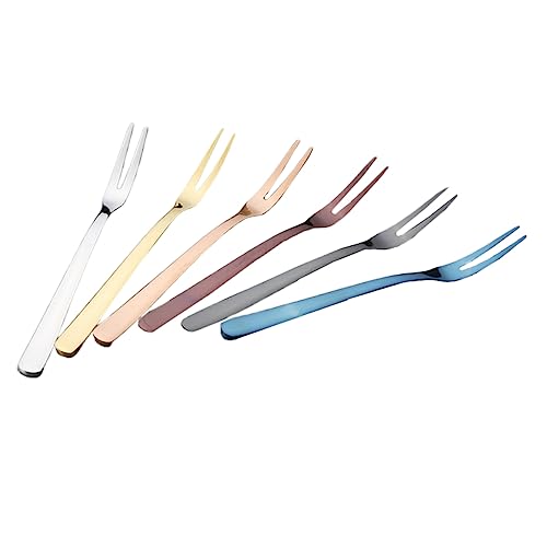 Ciieeo 6 pezzi Forchette da Dessert Acciaio da Forchettine Frutta Colorate per Feste Bar e Casa Accessori Eleganti per Dolci e Antipasti