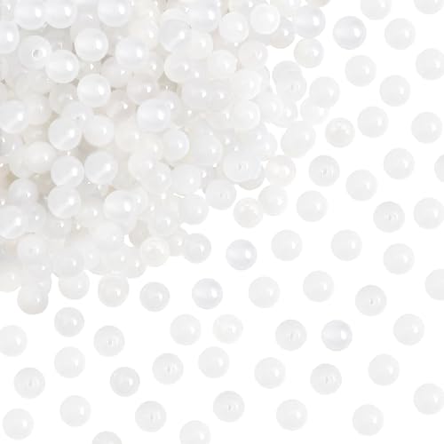 TOAOB 100pcs Perles Agate Blanche Naturelle 6mm Perles de Pierre Naturelle Rondes en Vrac de Cristal Pierres Précieuses Énergie Beads pour Fabrication de Bijoux...