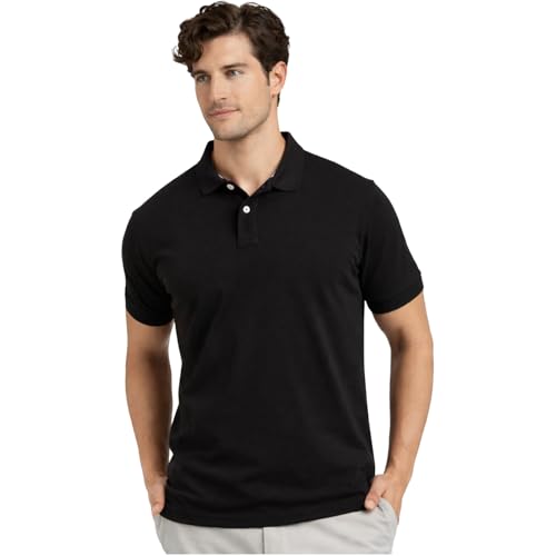 Image of Men's Premium Cotton Pique Polo T-Shirt, Classic Fit Short Sleeve Casual Summer Shirt, Soft & Breathable Fashion Polo