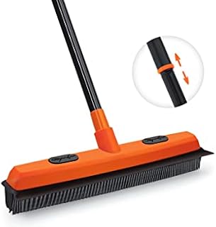 Rubber Broom JEHONN Carpet Rake for Pet Hair Remover, Fur Removal with Squeegee, Portable Detailing Brush Brush, 128CM Telescopic Long Handle for Fluff Carpet