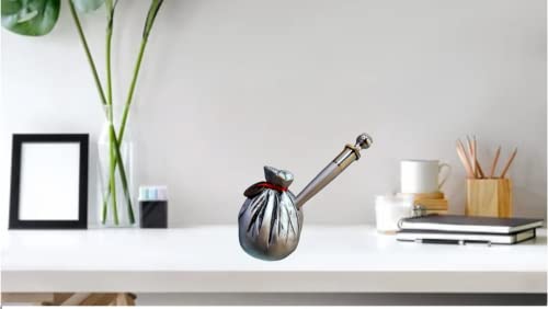 Image of AUGEN Pen Stand Decorative Potli Pen Holder with Pen Design Stationery Holder | Gift Item | Table Top Decor (Potli Pen Silver)