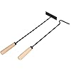 KOTARBAU Set di attrezzi per camino, con attizzatoio e raschietto per ceneri, attrezzi per camino, manico in legno, accessori per camino, colore: nero