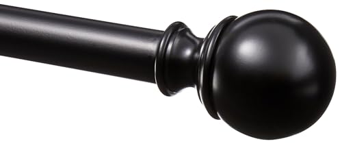 Amazon Basics Tringle à rideaux extensible avec embouts boule, diamètre 19 mm, 183 à 366 cm, noir