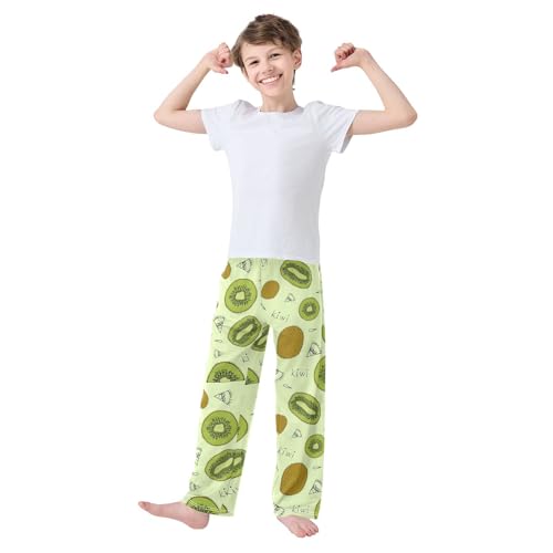 ZZXXB Kiwi Boys Long Pants Soft Trousers Elastic Waist Kids Lounge Bottoms with Pockets S-XL2