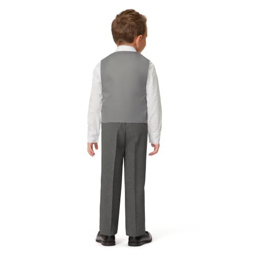 Image of IZOD Boys' 4-piece Formal Dress Up Suit Set, Vest, Pants, Collared Shirt, and Tie